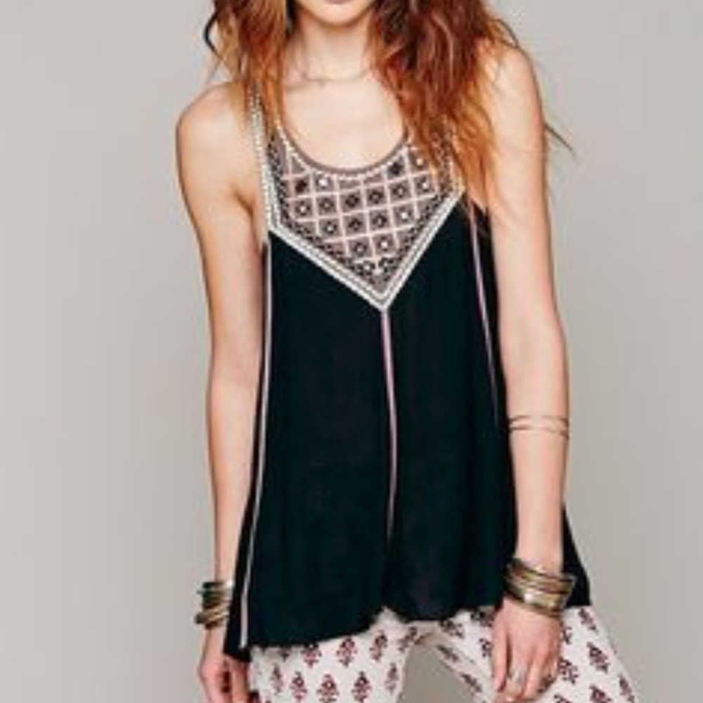 Free People Mirror Embellished Boho Tank Top xs - Picture 1 of 4